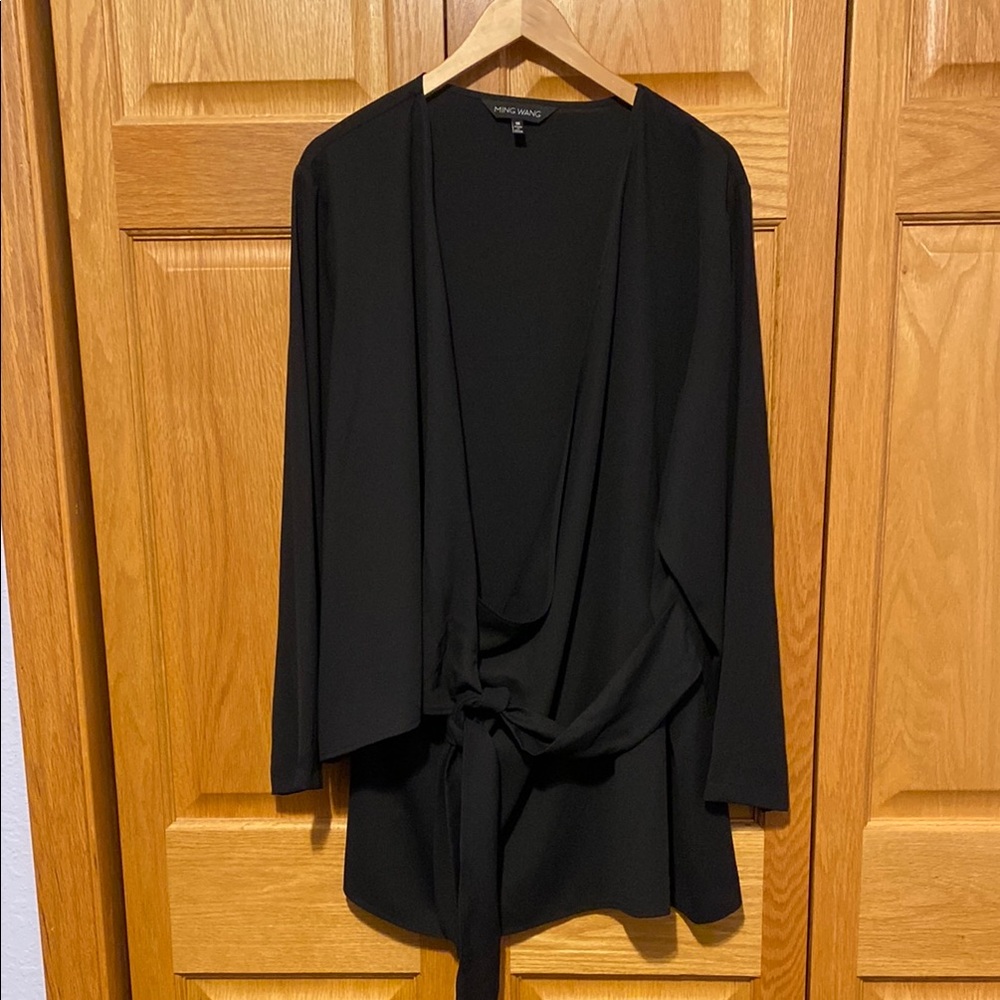 Ming Wang black wrap top lightweight womens size 1X